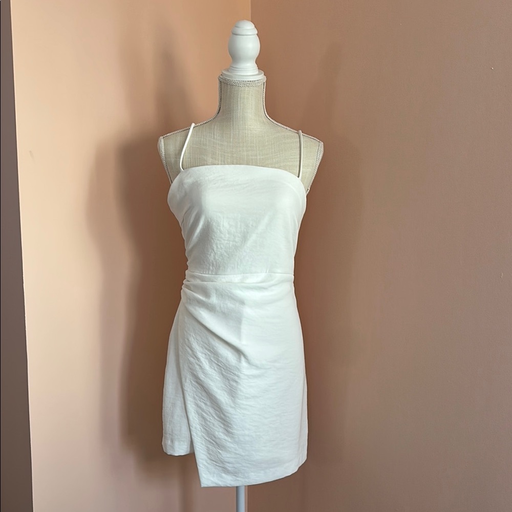 Zara White Spaghetti Strap Mini Dress Bridal Party cocktail bachelorette